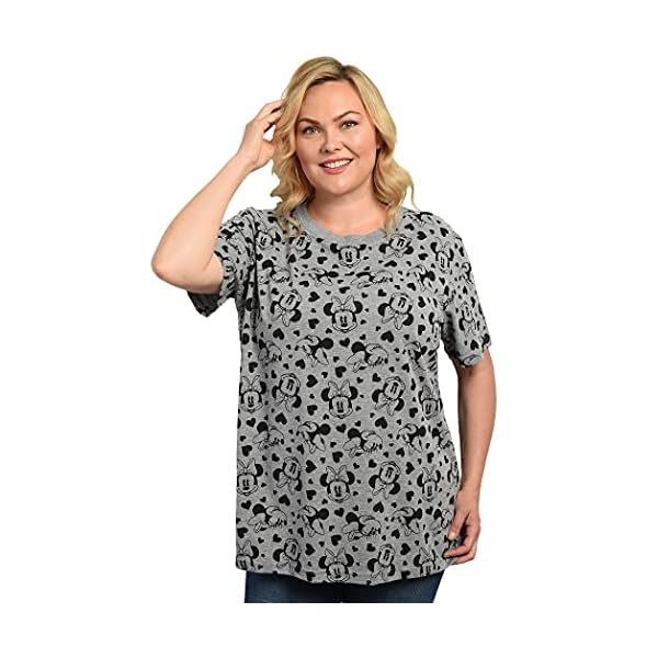 Disney-Womens-Plus-Size-T-Shirt-Minnie-Mouse-Print Disney Womens Plus Size T-Shirt Minnie Mouse All Over Print (Heather Grey, 3X)