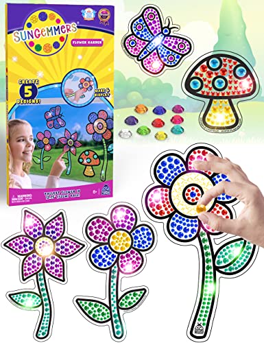 SUNGEMMERS Flower Garden Suncatcher Kits for Kids  Ideal 6 Year Old Girl Gifts, Birthday Gifts for 7 Year Old Girls, Unique Craft Sets for Girls Age 8 9 10 11, & Creative Valentine Crafts for Kids