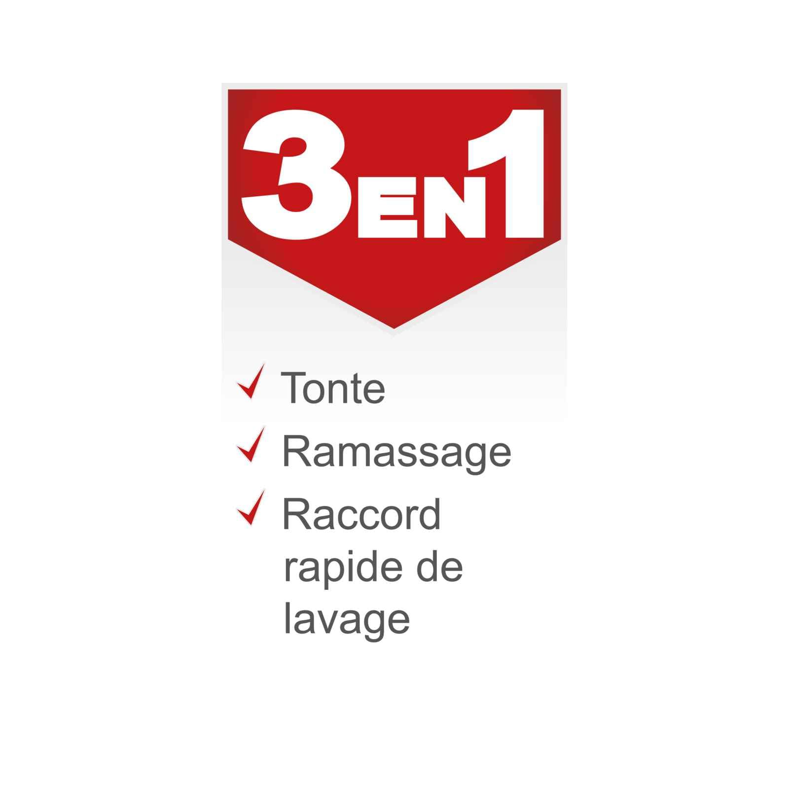Scheppach Tondeuse à Gazon RM420 | 3en1-3,4CV | Largeur de Coupe 420mm | Bac de ramassage 45L | Réglage de la Hauteur de Coupe 25-75 mm | Huile Moteur & Lames de Rechange incluses