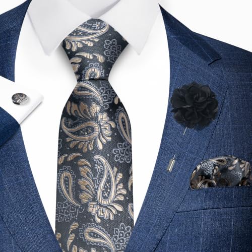 Image of joy alice 70 Colors Ties Set Men Mixed Color Necktie Handkerchief Cufflinks Brooch 3.15 Formal