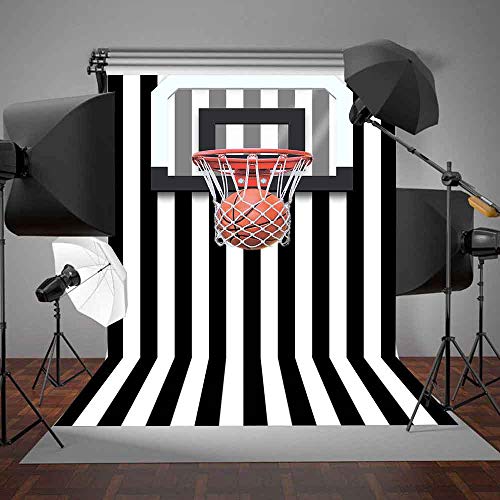 Fondo a rayas blancas y negras para deportes 60x84 pulgadas miniatura 4