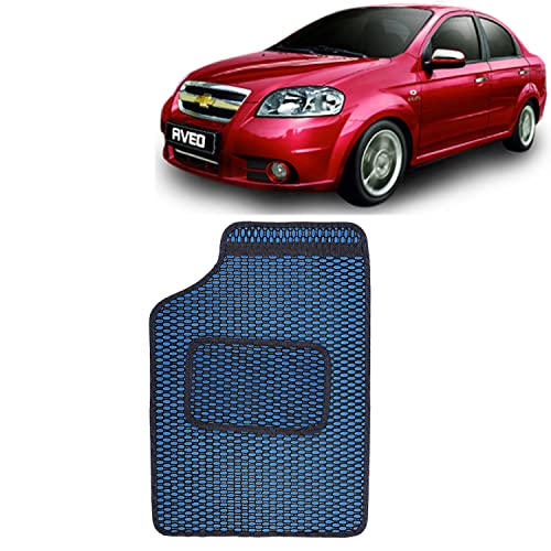 Image of Kingsway Dotted Design Car Floor Foot Mats Universal Fit for Chevrolet Aveo, Model Year : 2007-2015, Water and Dustproof, Color Blue, Set of 5 Pieces