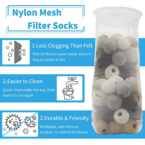 Zconiey Filter Socks 180 Micron 4 Inch Opening X 14 Inch Long Aquarium Nylon Filter Bags Felt Filter 3Pack #TOP1