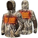 TIDEWE Men’s Heated Jacket with Coral-Fleece Lining, Waterproof 1/2 Zip Jacket with Detachable Hood for Hunting (Veil Avayde Camo, Size M)