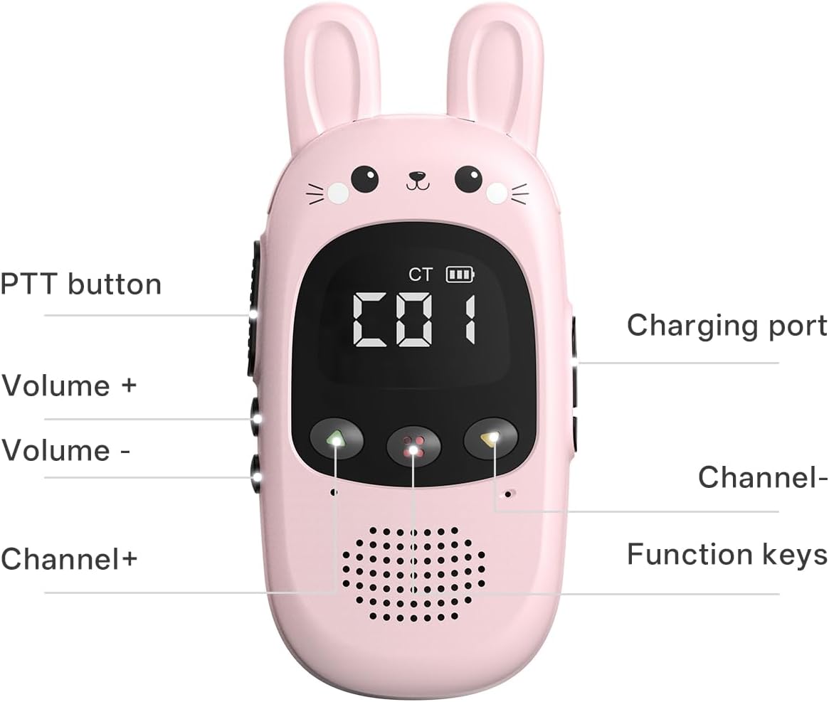 CBCBTWO GT-168 Rabbit Walkie Talkies for Adults Long Range Rechargeable Hiking Accessories Camping Gear Xmas Birthday Gift for Kids Family Two Way Radio Family Walkie Talkie Easy to Use(2 Pack)