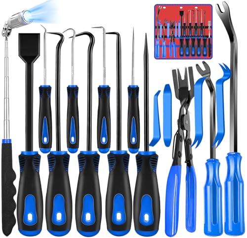 Keze 17 Pcs Hook and Pick Set Auto Trim Removal Tool Kit,Clip Plier...