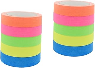 SHINEOFI 2 Juegos De Cinta Adhesiva Fluorescente De Algodón Uv Autoadhesiva Color Amarillo Verde Y Naranja (5 Rollos).