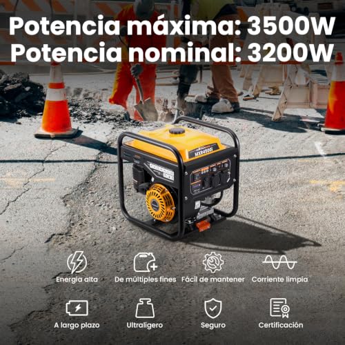 Miniatura 2 de Maxpeedingrods Inverter Generador Portátil 3500w Gasolina 4 Tiempos Con 2 Tomas De 230v, Estación De Energía Electrica Doméstico, Silencioso Y Ligero Para Camping Autocaravan Apagón Construcción