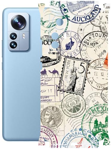Image of AtOdds - Full Body Back Screen Guard Protector Film - Lamination Wrap Skin Sticker Compatible with XIAOMI Mi 12 PRO | Scratchproof Matte Finish (Stamps)