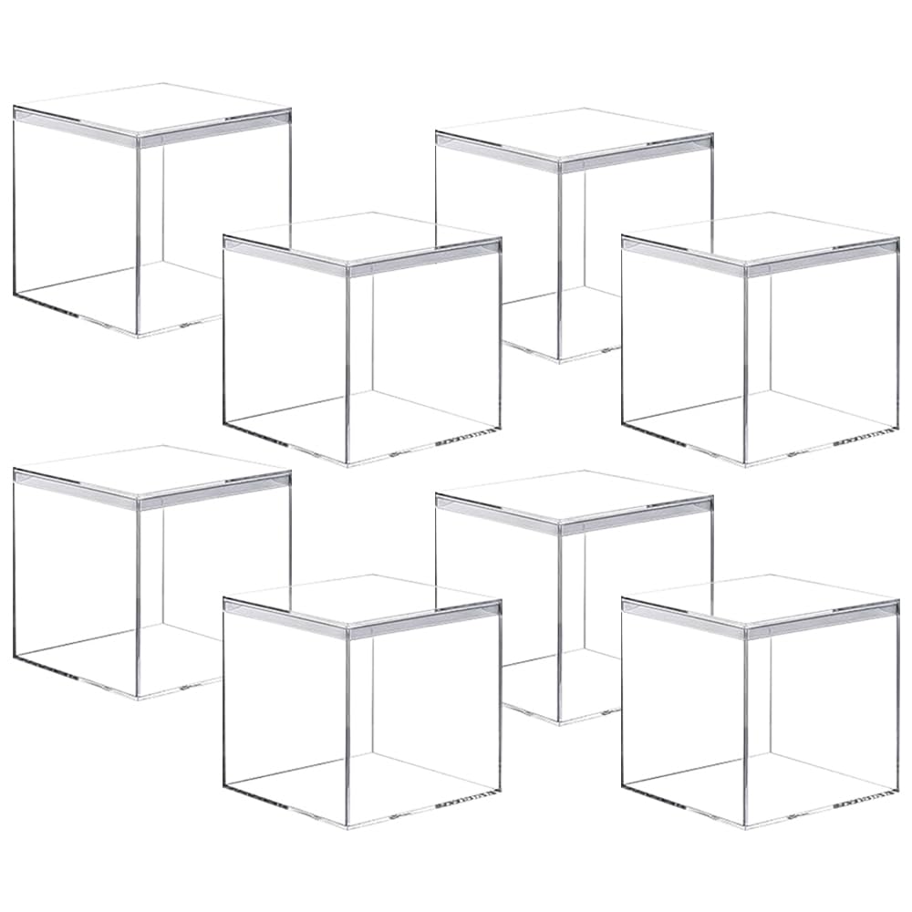 Wanfoou 8 Pack Clear Acrylic Plastic Square Cube Small Acrylic Box with Lid Storage Mini Boxes Square Display Box Organizer Containers for Candy Jewelry Display, 5.5 * 5.5 * 5.5cm