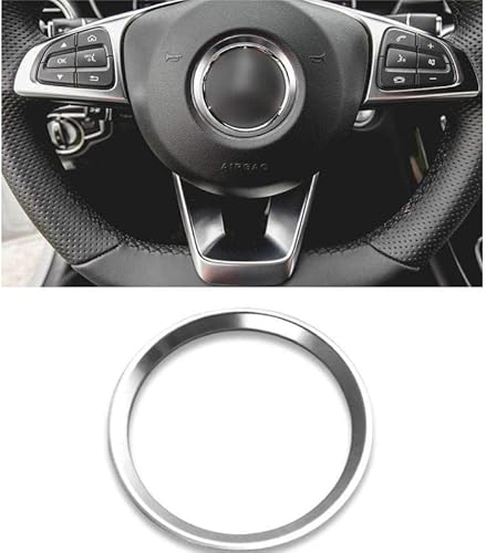 Xotic Tech Steering Wheel Center Logo Ring Cover Trim Compatible with Mercedes C E CLA GLA GLC GLE Class 2015+ (Silver) - Inner Diameter 2.2"