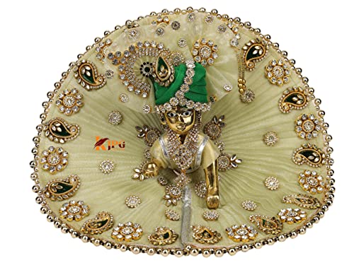 Image of Laddu Gopal Poshak /Thakur Ji Dress /Heavy zardoushi Dress for Kanha Ji /Fancy Dress for Bal Krishna /Dress for Krishna (Pista Green) (1)