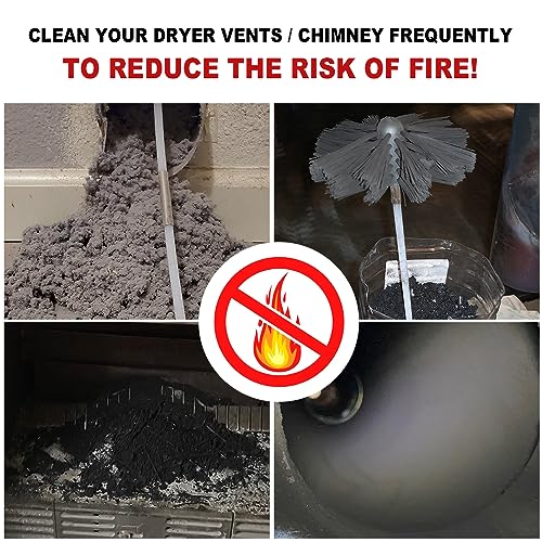 Particle Furnace Cleaning Brush, 4"/6" Brush,Chimney Brush,Dryer Vent Cleaner Kit,Flexible Rods (15PcsRods+1Pcs 4"+1Pcs 6" Brush) - Image 2