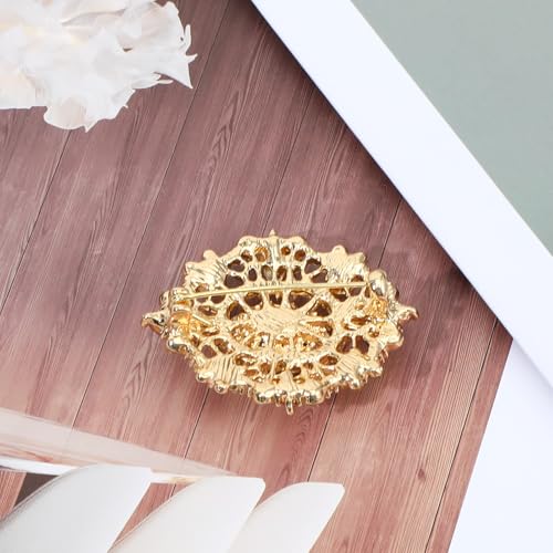 Image of Gold Crystal Brooch, Champagne Gold Small Brooches Pin for Women, Vintage Diamante Elegant Brooches for Clothes, Sweater, Coat, Scarves, Dress, Wedding, Bridal