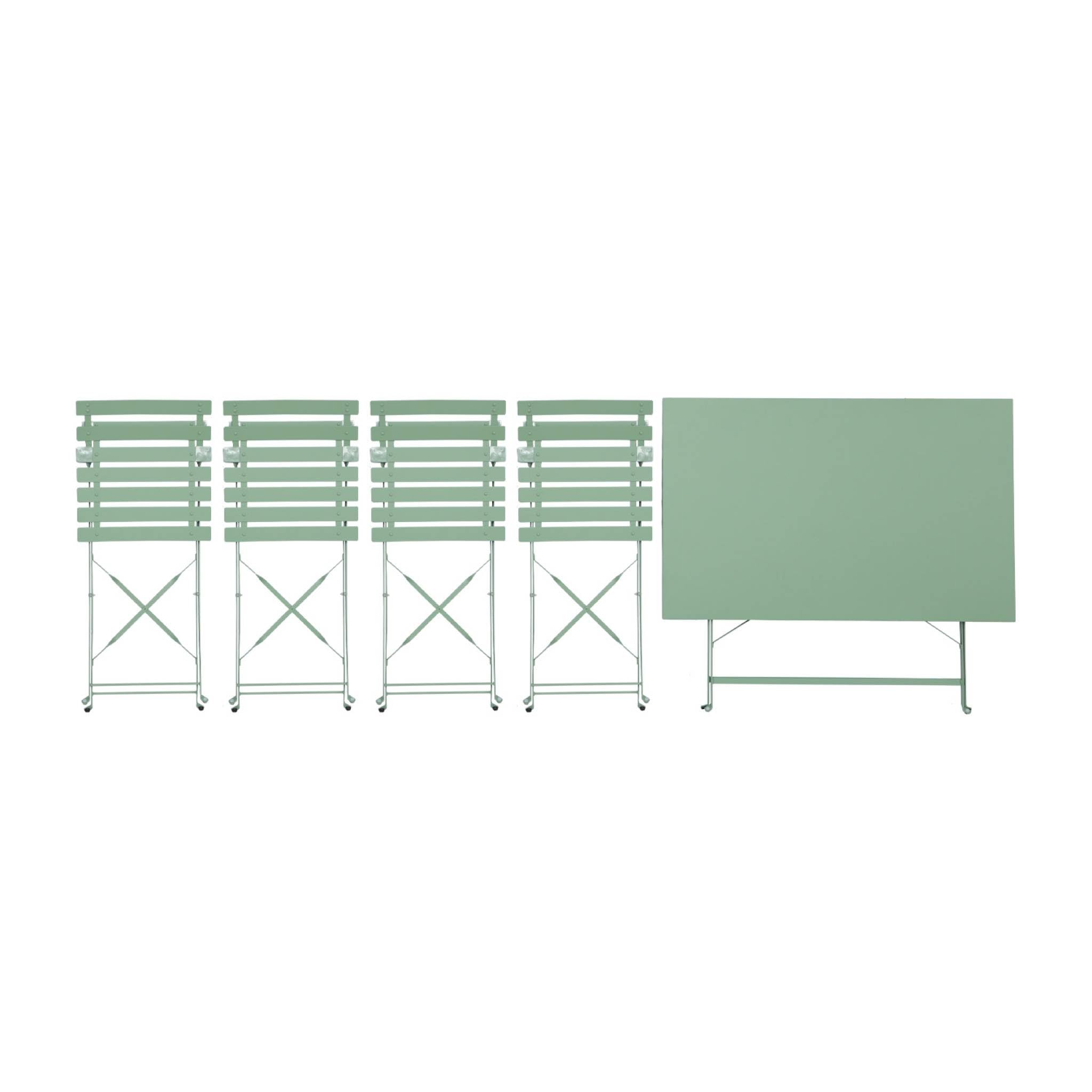 Table de Jardin Bistrot Pliante Métal 110x70cm + 4 Chaises Pliantes Acier Thermolaqué