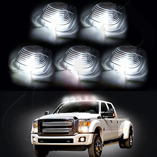 cciyu 5x Cab Marker Light Clear Top Roof Running/Lens w/T10-5-5050-SMD White LED Bulbs Replacement Cab Marker Assembly Replacement fit for 1999-2015 Replacement fit For Ford F250 F350 F450