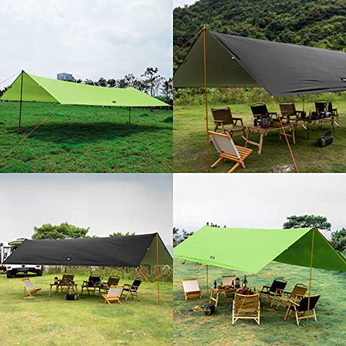 Mier Camping Tent Tarp Hammock Rain Fly Waterproof Tent Footprint Shelter, Outdoor Picnic Mat Hiking Canopy Backpacking Sunshade Awning, Stakes And Guylines Included, Green, Xl #TOP4