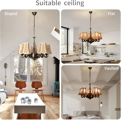 Image of Devansh 05 Lights Bamboo Vintage Shade with Antique Golden Chandelier -S