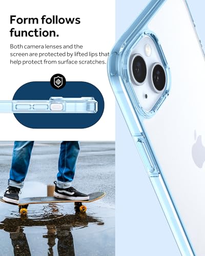 Image of Spigen Caseology Quartz Crystal Back Cover Case for iPhone 15, Clear Transparent, Slim Frame - Polycarbonate + TPU | Crystal Blue