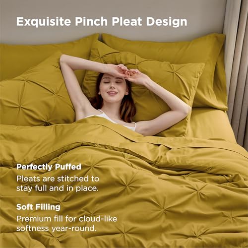 Image of Bedsure Full Comforter Set Mustard Yellow - Bed in a Bag Full Size Bedding Set 7 PCS, GentleSoft Bed Set Gift for Family, All Season Down Alternative Comforter with Sheets, Pillowcases & Shams