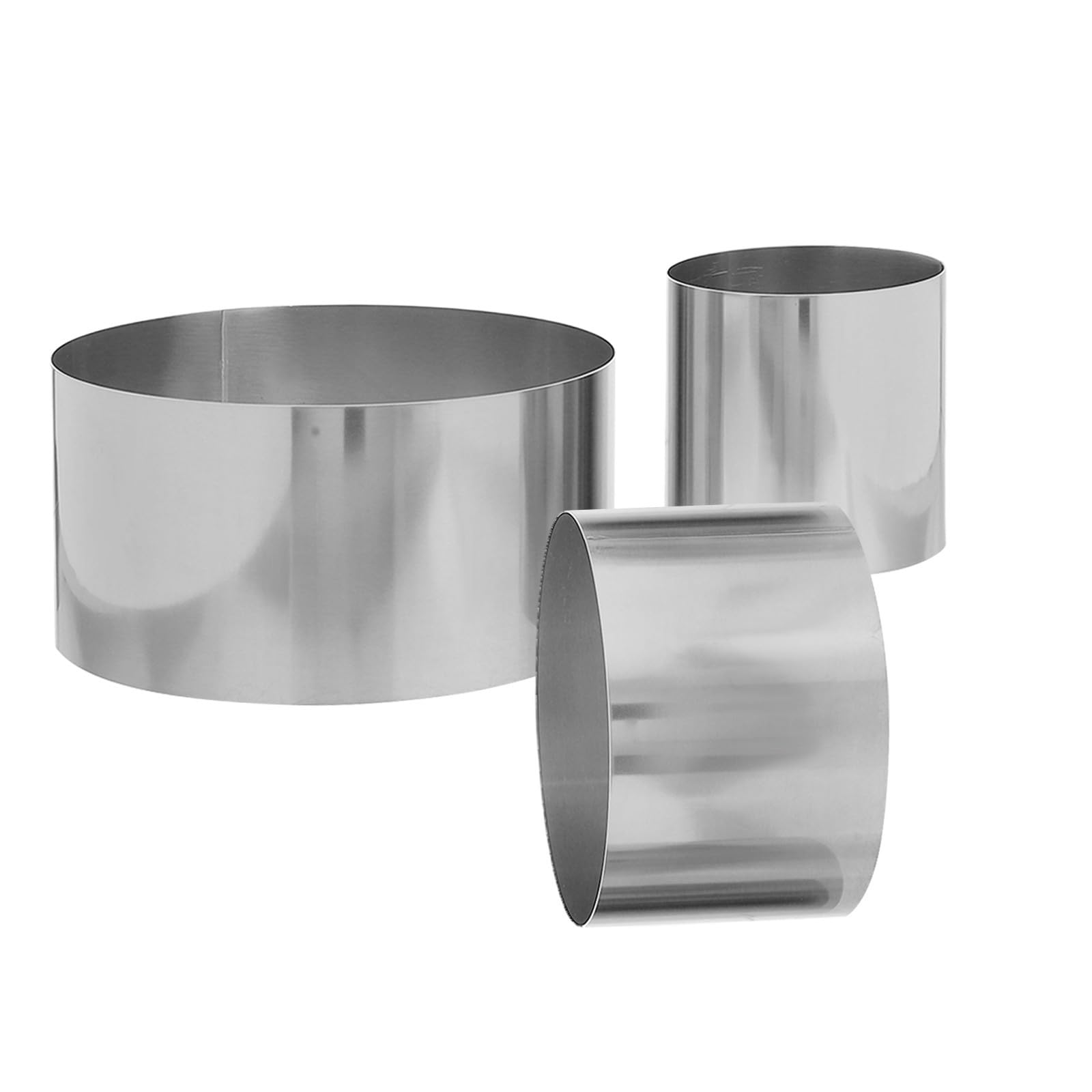 SOLUSTRE 3piezas Molde de Anillos para Hornear de Acero Inoxidable Molde Redondo para Mousse y Decoración de Tartas para Pastelería y Repostería Casa y Profesional