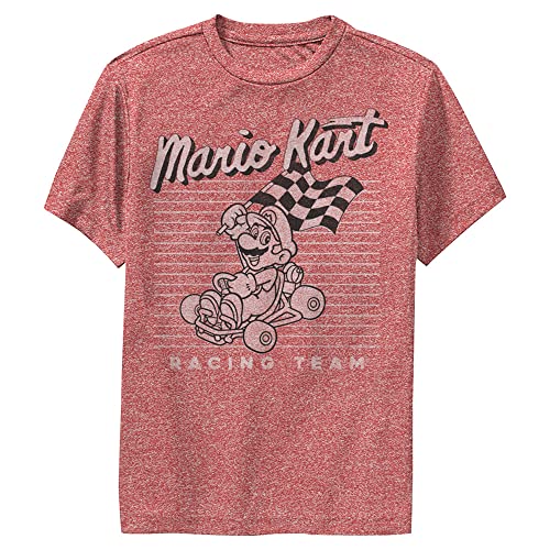 Nintendo Felpa con Cappuccio per Bambini Vintage Mariokart Stripes Youth, Erica Rossa., Large