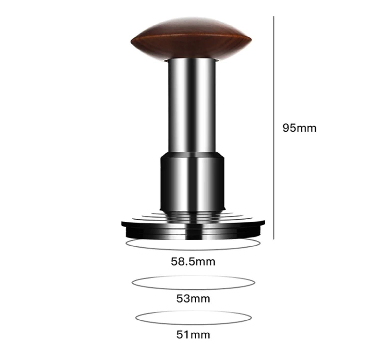 51/53/58,5 Mm 30 Libras De Presión Constante Tamper De Café Universal SUS304 Accesorio De Base Plana(51mm)