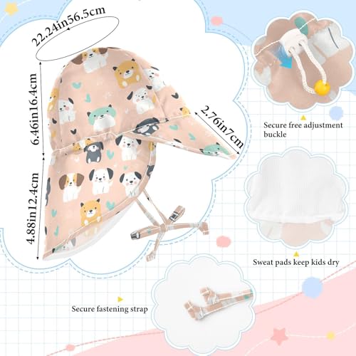 Cute Cartoon Dogs Simple Kids Beach Hat Toddler Boy Bucket Hat Toddler Girl UV Protection Neck Flap Beach Essentials4