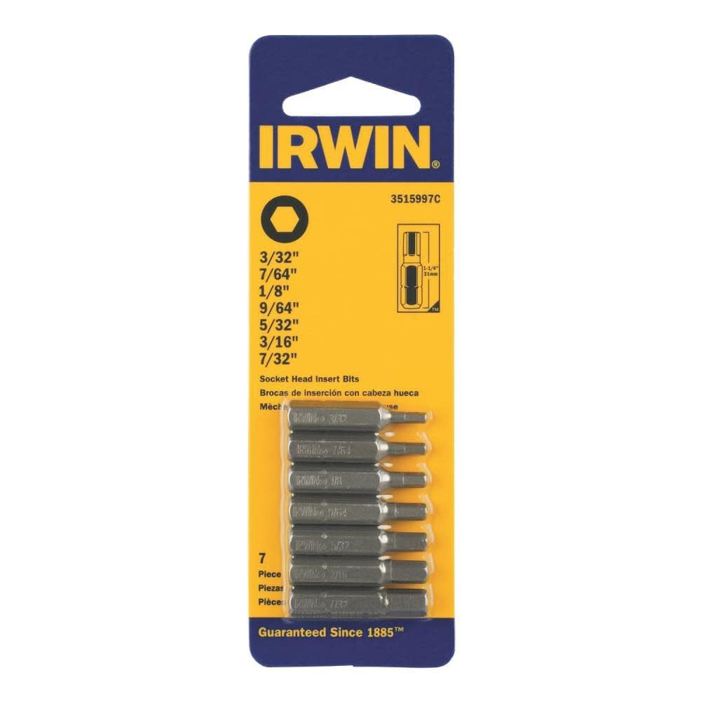 Irwin Tools IWAF21HEX7 Screwdriving Insert Bit Set (7 Pack), 3/32