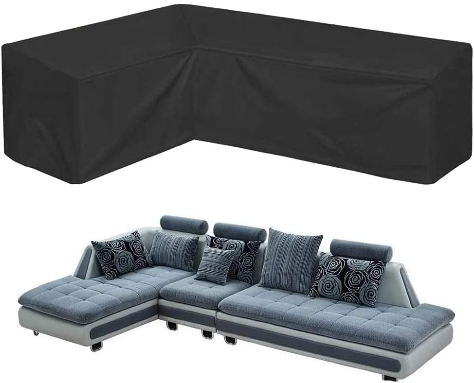Patio Rattan Corner Sofa Furniture Covers UCARE Waterproof 420D Fabric L Shaped Garden Furniture Sectional Couch Protector Cover for Outdoor Indoor Veranda with Handle