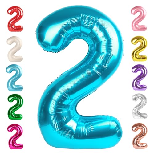 Image of 2 Balloon Numbers Birthday Decorations, 40In Light Blue Balloons for Party | Eye-catching Appearance, Perfect Decorative Centerpieces, Convenient Self-sealing Structure, Widely for Various Occasions