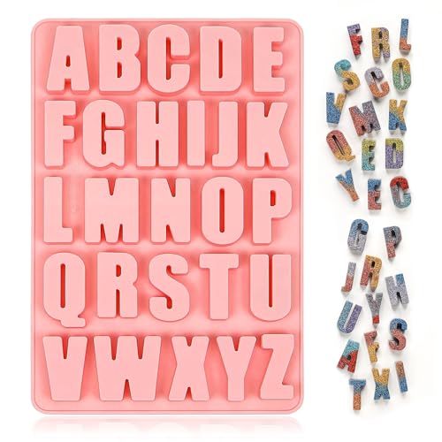 Silikonform Buchstaben, 26 Silikonformen Gie&szlig;formen Buchstaben, A-Z Alphabet Silikonformen Gie&szlig;formen，Letter Cake Backform f&uuml;r DIY-Formen, Kuchen, Backen, Schokolade, Eisbrocken, Fondant.