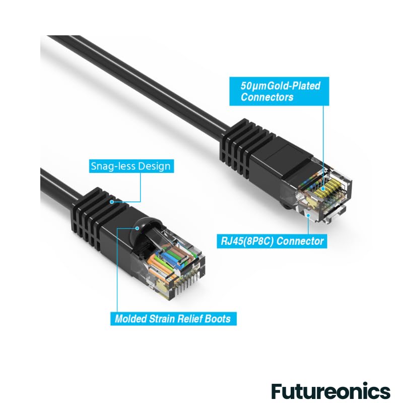 Paquete 20 cables Ethernet Cat 6 150 pies negro UTP miniatura 5