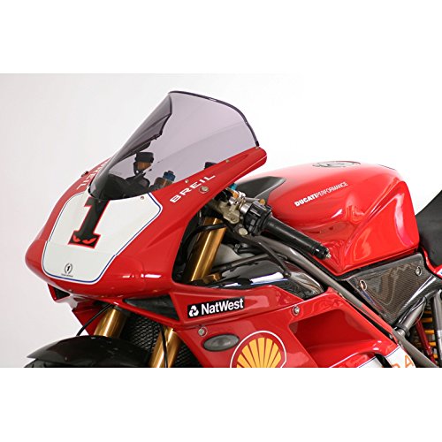 Cupula MRA Pantalla Racing transparente DUCATI 748 STRADA / SP / SPS todos los años, DUCATI 916 STRADA/BIPOSTO/SPS/SP/SENNA todos los años, DUCATI 996 SPS todos los años, DUCATI 998 todos los años Pantalla Racing: Esta forma de pantalla ha sido desarrollada para el motociclismo y es utilizada por numerosos equipos de competición. La pantalla Racing es como la pantalla Original en su parte inferior pero lleva en medio una elevación con forma de cúpula. Así se reduce la presión del