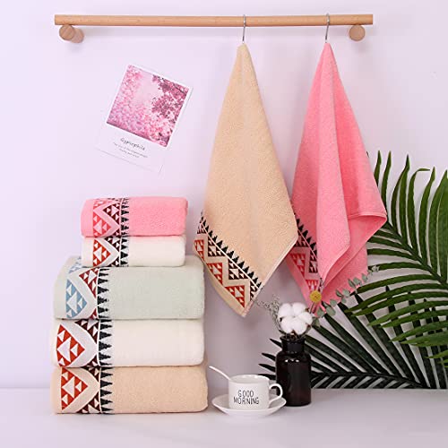 Pidada Hand Towels Set Of 2 Indian Geometric Pattern 100% Cotton Soft Decorative Towel For Bathroom 13.4 X 29.5 Inch (Ivory) #TOP3