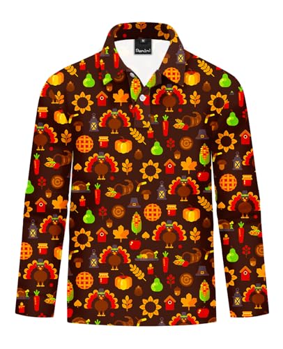 Remimi Kids Halloween Print Polo Shirt Long Sleeve Collared Shirts 5-14 Years