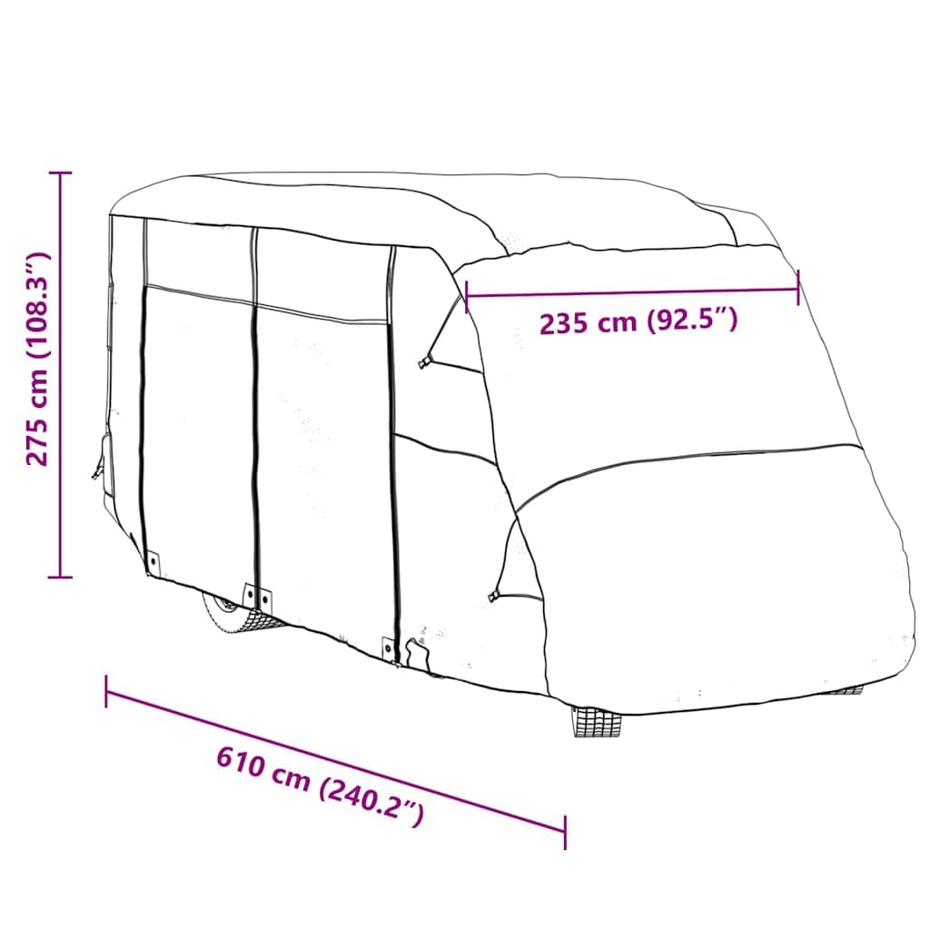 vidaXL Fundas para autocaravanas Tela no Tejida Gris 610x235x275 cm