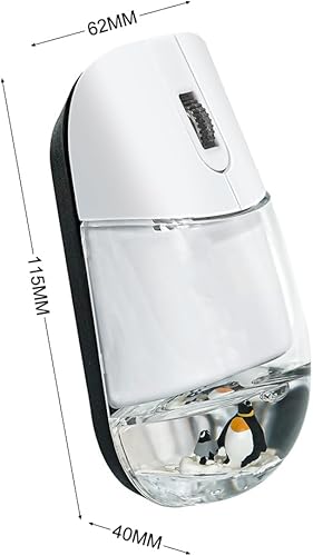 Miniatura 6 de Ratón inalámbrico lindo silencioso de agua blanca transparente para PC, portátil, MacBook, niños, niñas, mujeres, regalo con agua líquida y pingüino