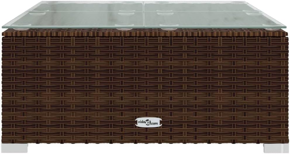 vidaXL Brown Patio Furniture - Red Cushion - 4 Seats with Table