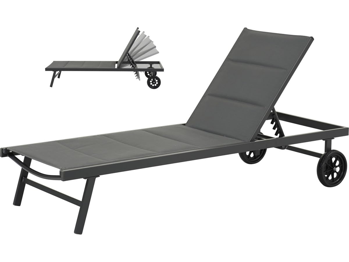 Bain de Soleil textilène matelassé et Aluminium Bella - Phoenix - Gris foncé