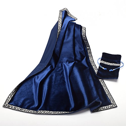 Blessume Square Altar Tarot Table Cloth Divination Wicca Velvet Cloth With Tarot Pouch Blue #TOP1