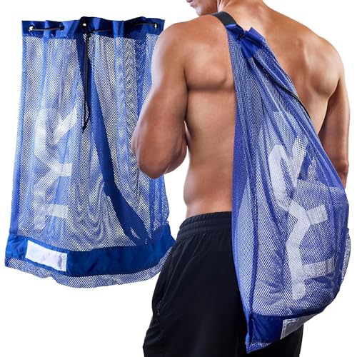 TYR Sport - Bolsa de Malla (Malla de natación, 75L, Equipo Adulto, Unisex, Azul/Real