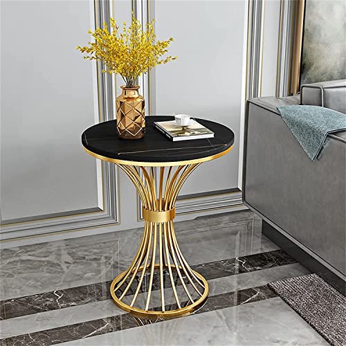 Image of Round Coffee Table Side Table Modern Home Decor Tea End Table for Living Room Bedroom and Balcony (Golden & Black)