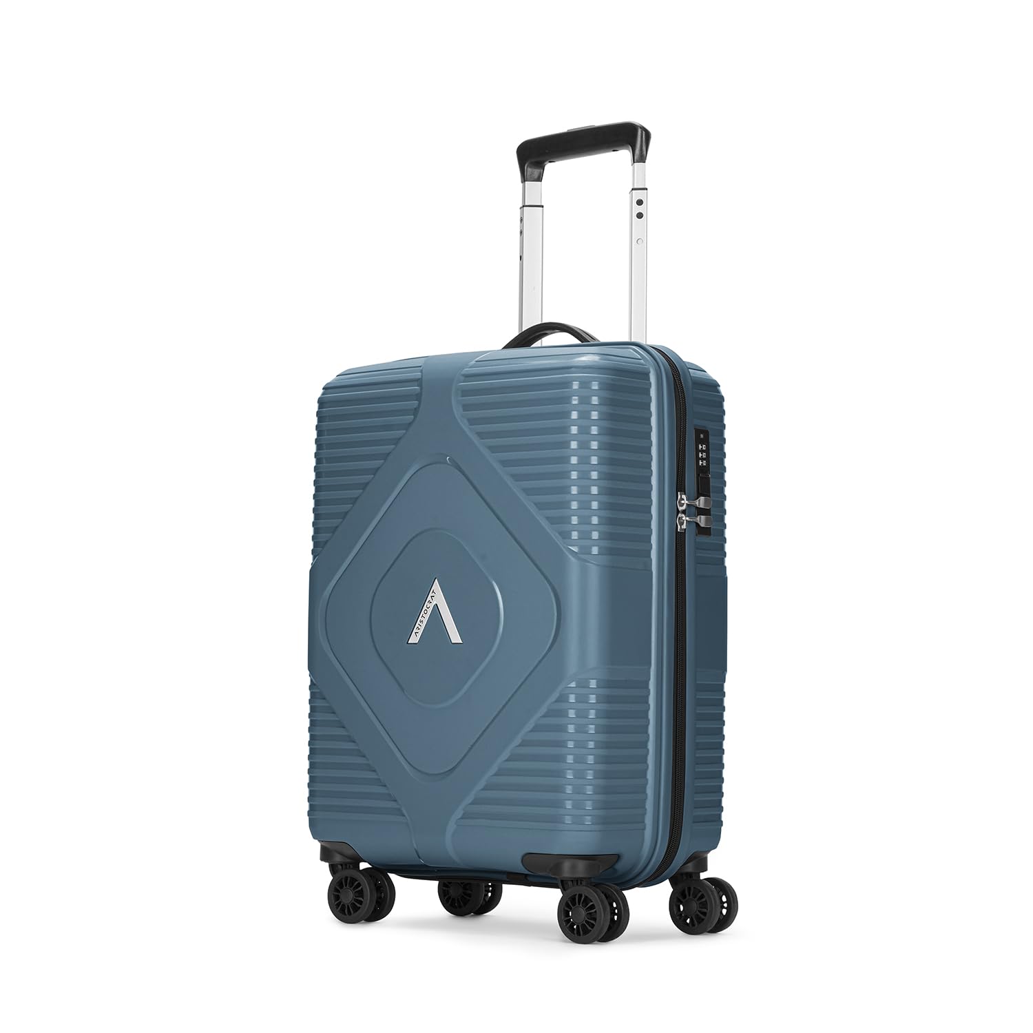 Crystal Cabin Trolley Bag 55cm | Small Hard Luggage | 8-Wheel Suitcase for Travel | Combination Lock with Anti-Theft Zipper | Polypropylene | 3 Years International Warranty (Teal Blue)