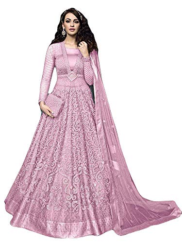 Generic Alamara Fashion Ready to Wear Indian Pakistani Party Wear Wedding Wear Bridal Style Anarkali Gown Suit for Women (Pink, XXL) XX-Large