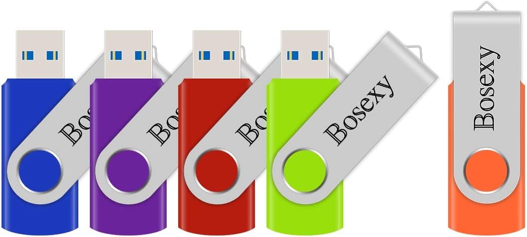 USB Flash Drive 32GB Bosexy Thumb Drive High-Speed Memory Stick for Photo Video USB3.0 Rotated Design 5Pack