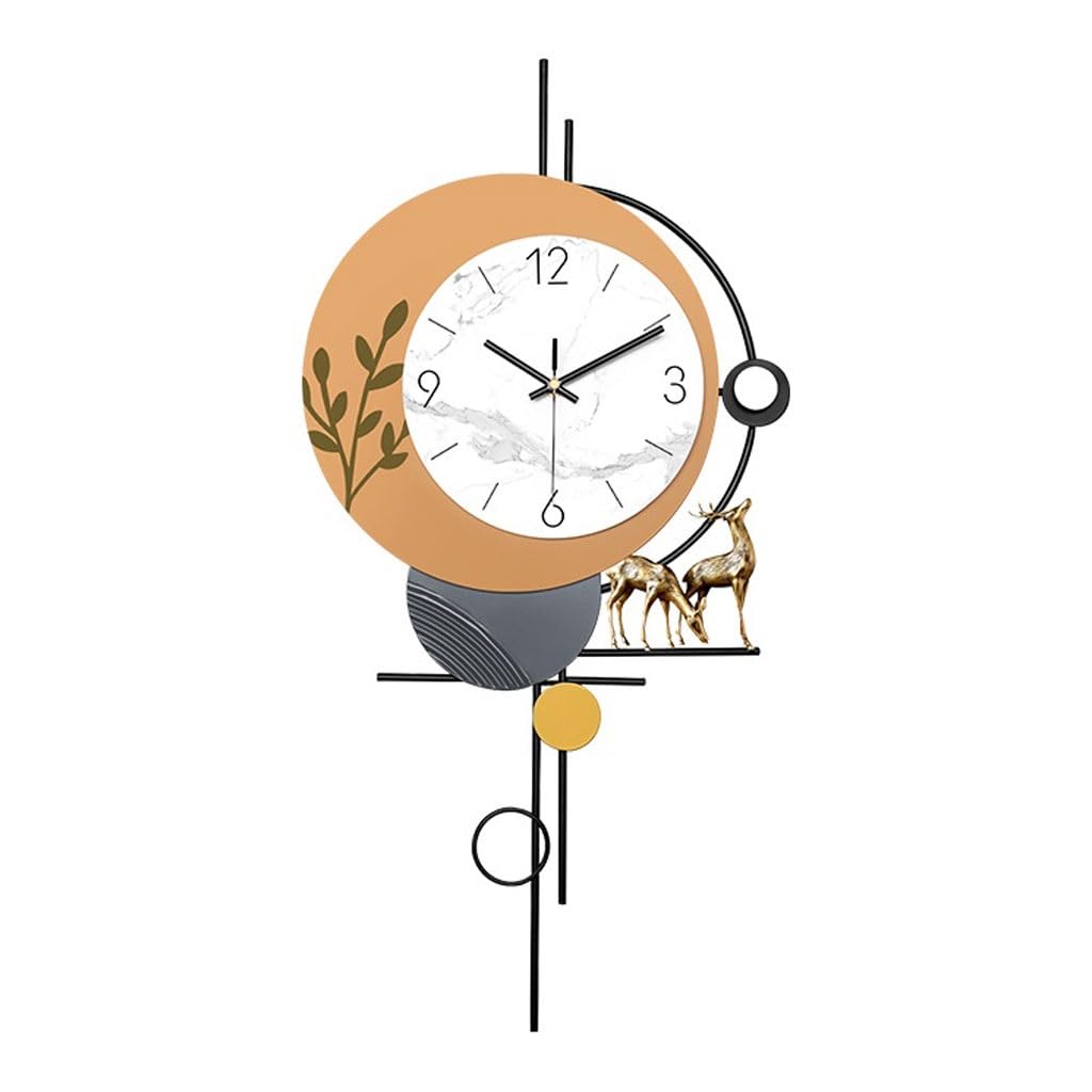 EINES Silent Decorative Wall Clock TV Background Wall Decoration Clock Wall Clock Living Room Home Creative Atmosphere Restaurant Light Luxury Clock Easy to Read(M)