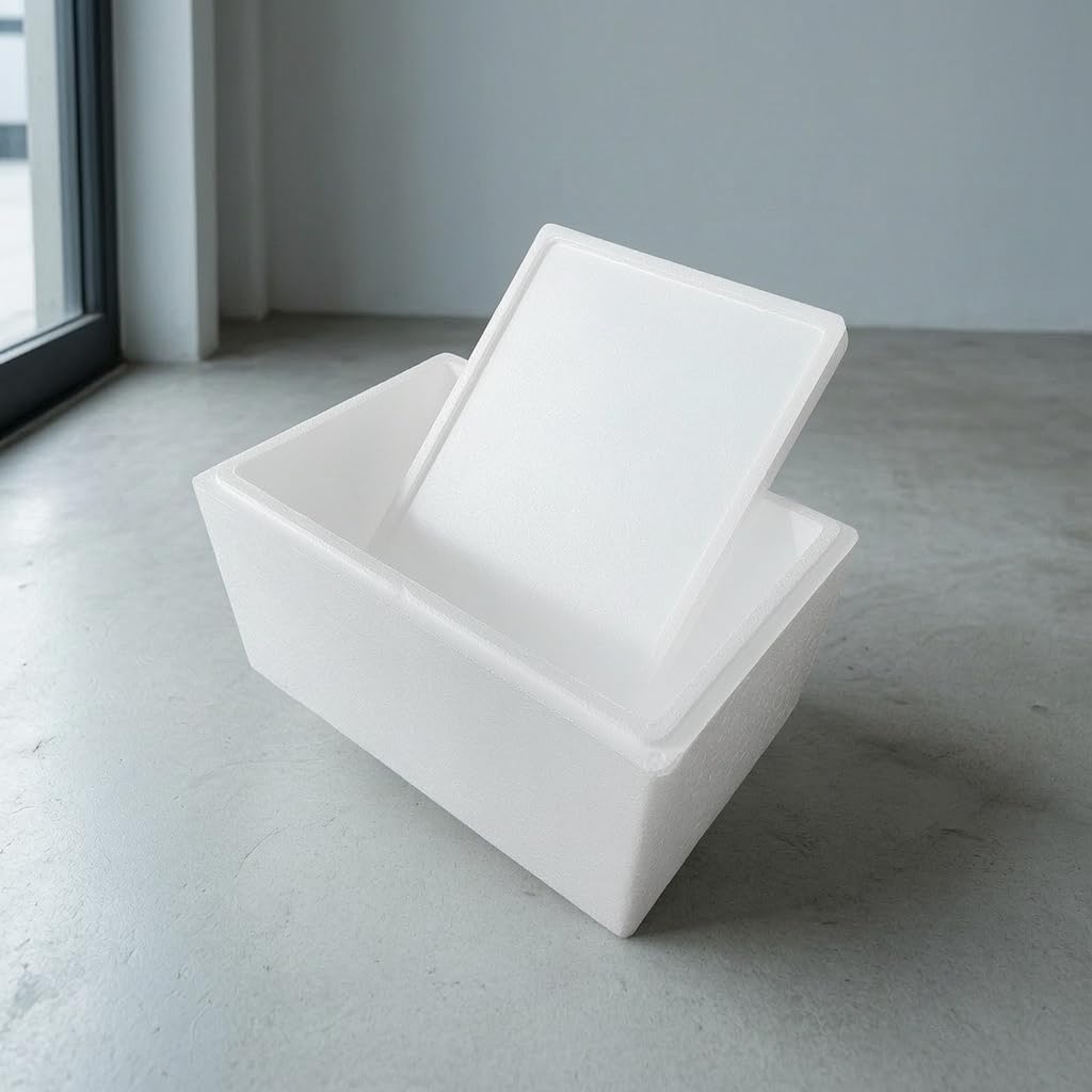 MERIGLARE Contenedor Almacenamiento Aislado Espuma Resistente para Pescado con Pares Engrosadas Que Evitan Golpes Acuado para Almacenar, Caja de Espuma 2# + Caja de cartón, 3 Juegos