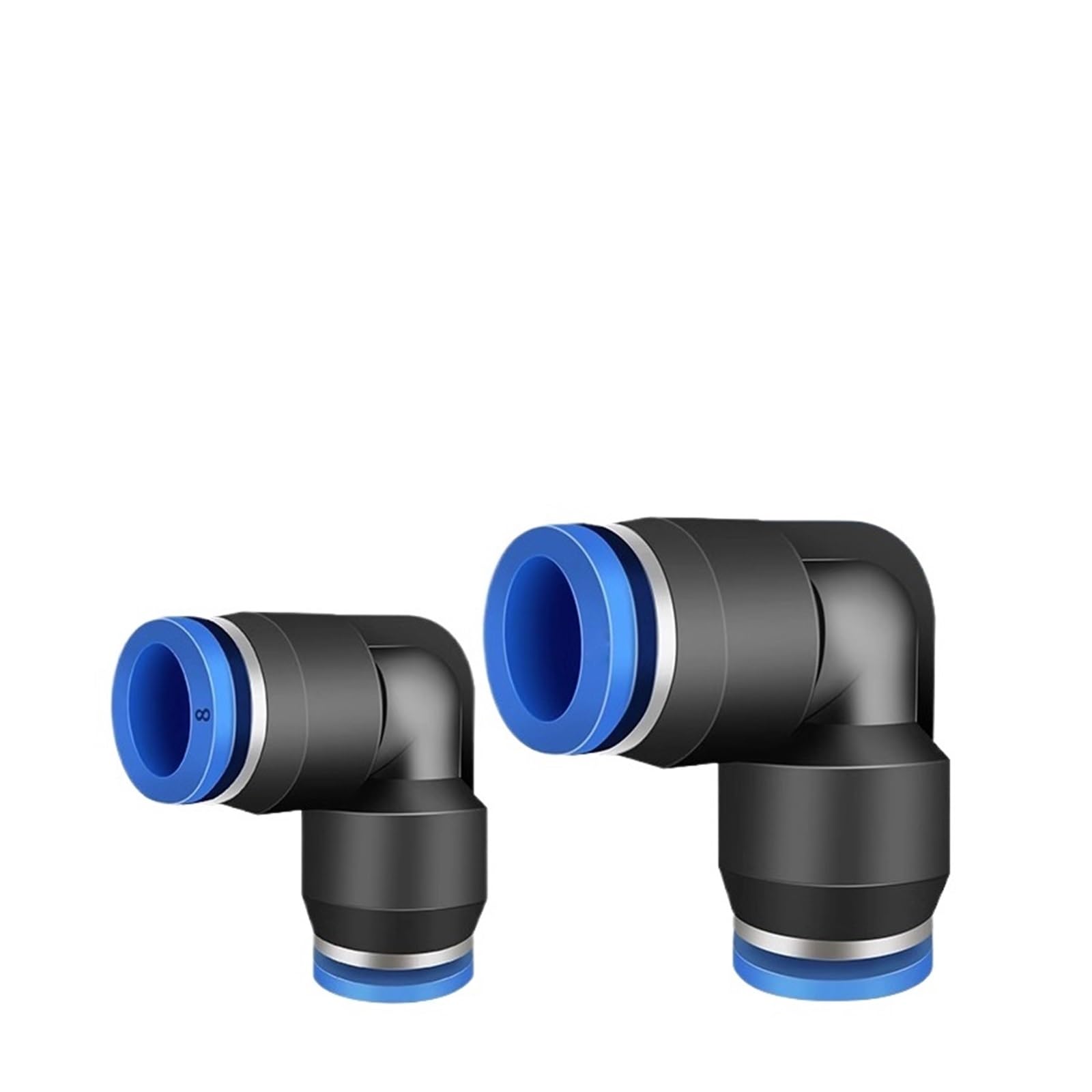 Conectores Neumáticos 20 piezas conector rápido neumático PV codo de 90 grados plástico 4mm 6mm 8mm 10mm conector de agua de empuje de 2 vías(Pv-8,100 Pcs)