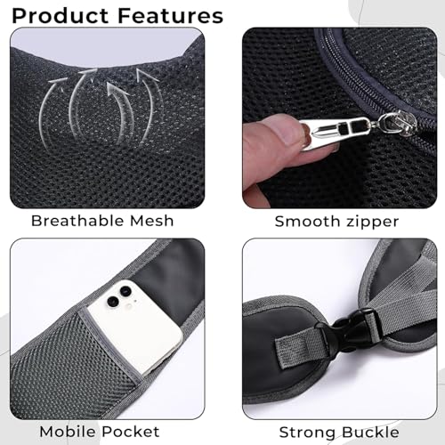 Image of Kraptick Pet Sling Carrier, Pet Carrier Bag for Shitzu Puppy, Cat, Rabbit with Comfortable Adjustable Pouch Single Shoulder Carry Tote Handbag for Pets (Large, Black & White)